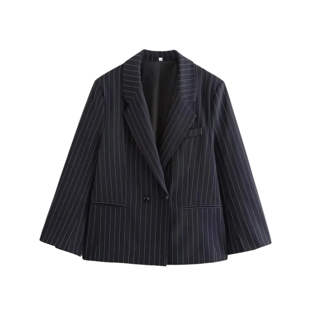 Nathalie | Klassisk Stribet Dobbeltradet Blazer