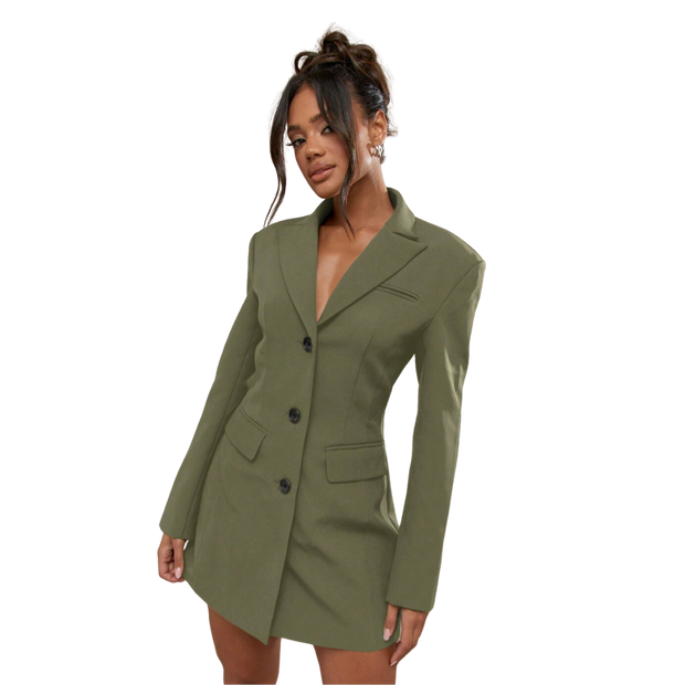 Marie-Louise | Sort Blazer Kjole med Enkel Knaplukning