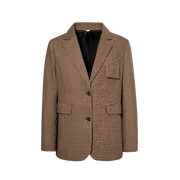 Mathilde | Brun Rute Blazer med Enkel Knaplukning