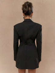 Marie-Louise | Sort Blazer Kjole med Enkel Knaplukning