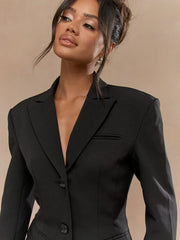 Marie-Louise | Sort Blazer Kjole med Enkel Knaplukning