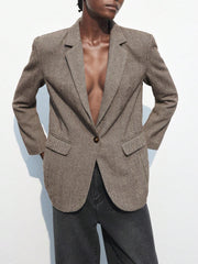 Nicole | Blazer Café Brun med Enkel Knap