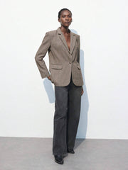 Nicole | Blazer Café Brun med Enkel Knap