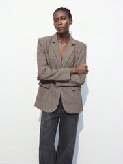 Nicole | Blazer Café Brun med Enkel Knap
