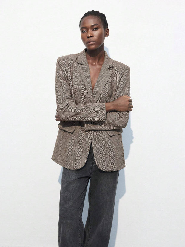 Nicole | Blazer Café Brun med Enkel Knap