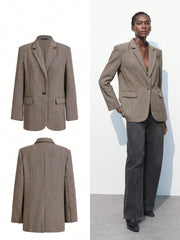 Nicole | Blazer Café Brun med Enkel Knap