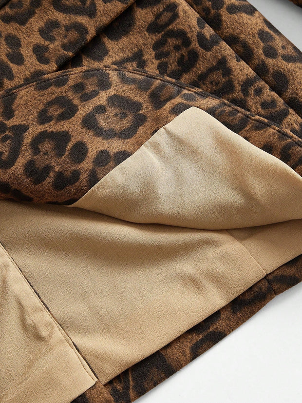 Marie-Claire | Ensfarvet Blazer med Leopardprint