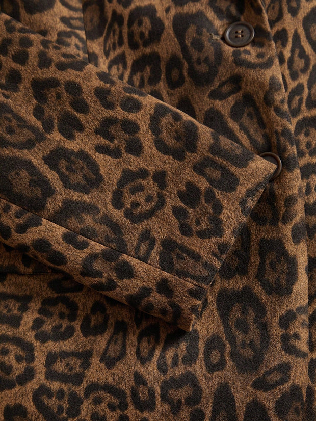 Marie-Claire | Ensfarvet Blazer med Leopardprint