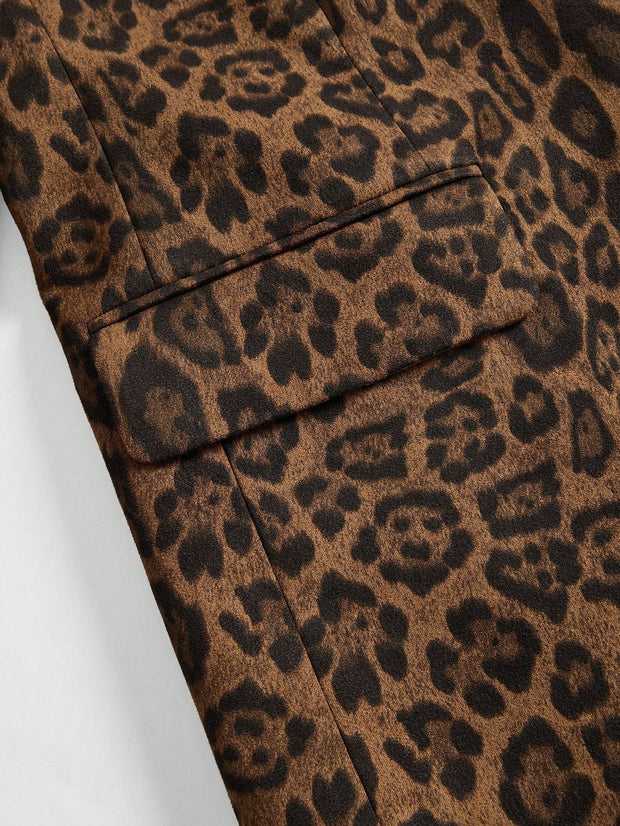 Marie-Claire | Ensfarvet Blazer med Leopardprint