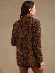 Marie-Claire | Ensfarvet Blazer med Leopardprint