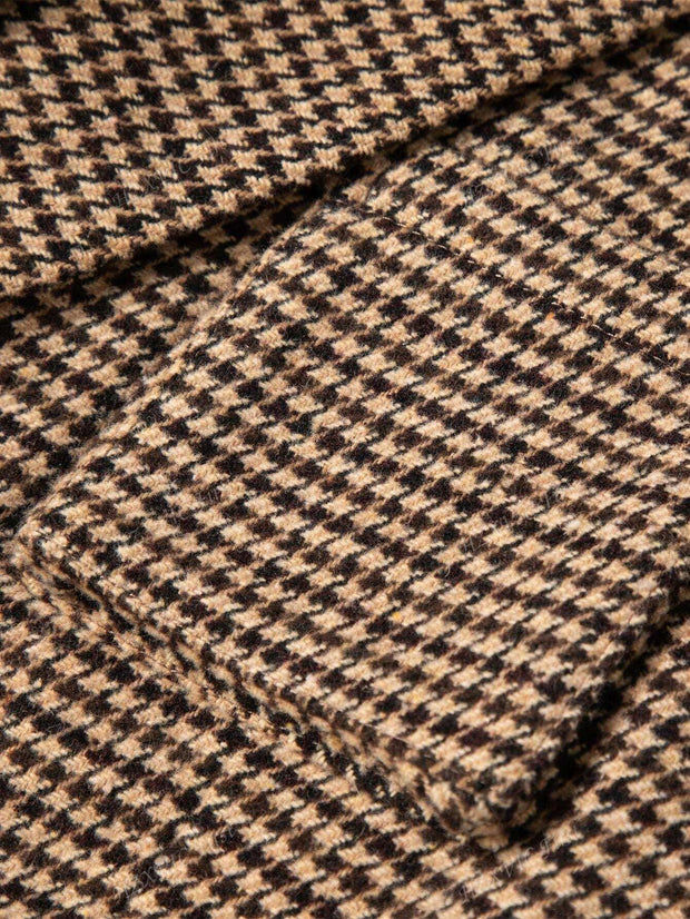 Mathilde | Brun Rute Blazer med Enkel Knaplukning