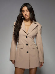 Marie-Louise | Sort Blazer Kjole med Enkel Knaplukning