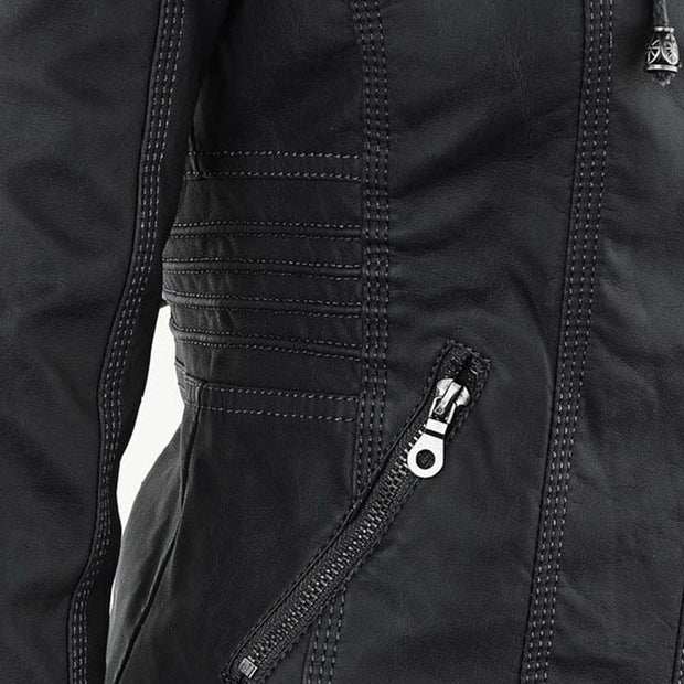 NORE | Mode leather jacket with hood