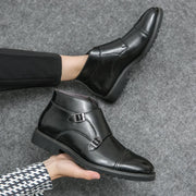Parker | Boots with Double Buckle in Faux Leather