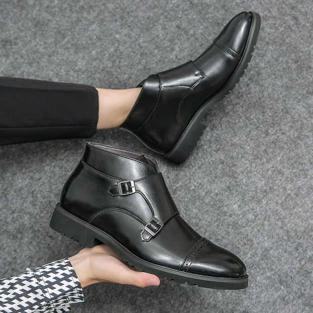 Parker | Boots with Double Buckle in Faux Leather