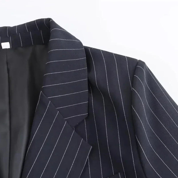 Nathalie | Klassisk Stribet Dobbeltradet Blazer