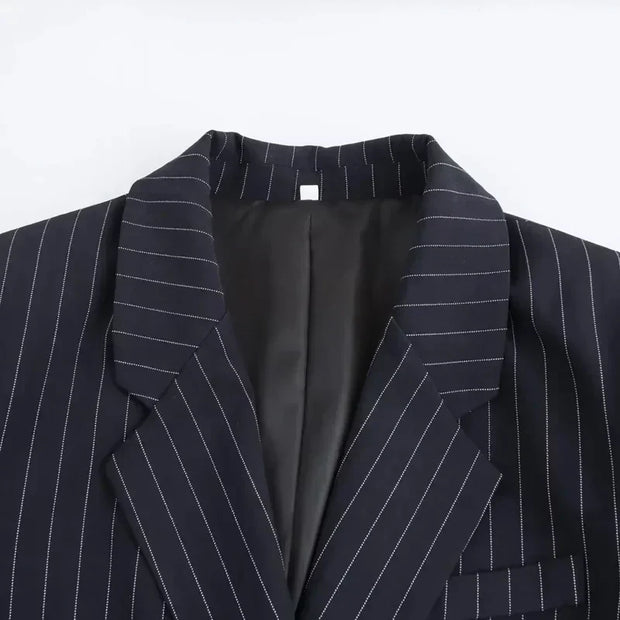 Nathalie | Klassisk Stribet Dobbeltradet Blazer