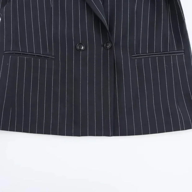 Nathalie | Klassisk Stribet Dobbeltradet Blazer