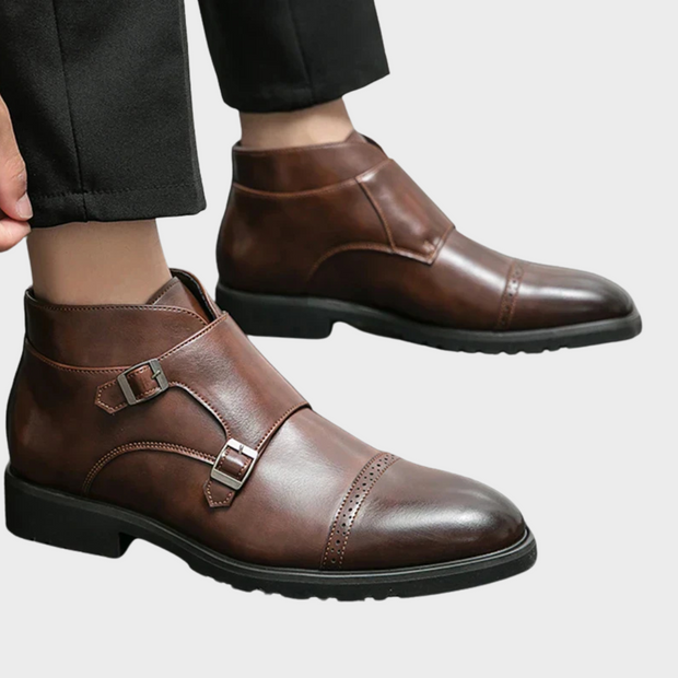Parker | Boots with Double Buckle in Faux Leather