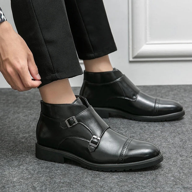 Parker | Boots with Double Buckle in Faux Leather