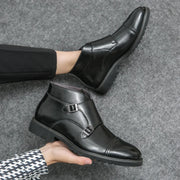 Parker | Boots with Double Buckle in Faux Leather