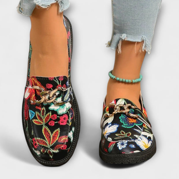 Orla – Multifarvede Loafers med Blomsterdesign
