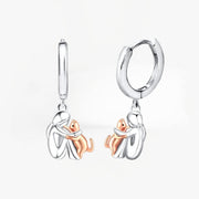Closed Hoop Earrings with Cat Icon